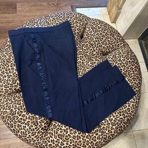 Isaac Mizrahi Navy Blue Satin Striped Military Pants 16